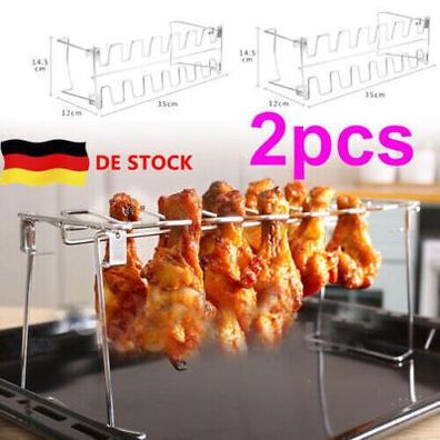 Hähnchenschenkel Chicken Wing Drumsticks Halter Rack Edelstahl Faltbar Gril M1I6