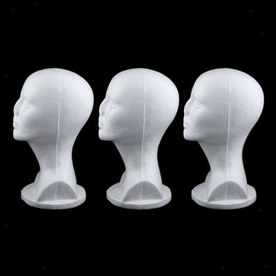 3Pcs Female Foam Mannequin Head Display Kopfmodell fur Peruecken Brille Display