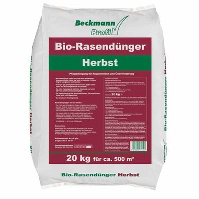 20 kg Bio-Rasendünger Herbst organisch 6 + 2 + 12 für ca.500m²