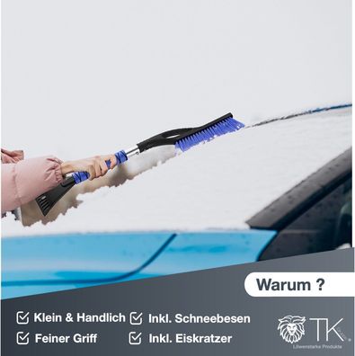 2 in 1 - Schneebesen Eiskratzer fur Winter & Schnee PKW KFZ & Auto Teleskop DE