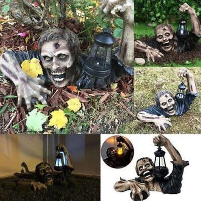 Horror Crawling Zombie Lantern Garden Creative Statue Prop Home Outdoor Decor