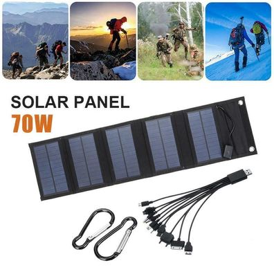 70W USB Solar Panel Klapp Power Bank Outdoor Camping Batterieladegerät NICE