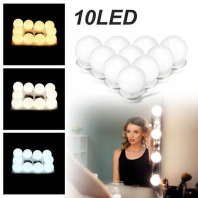10 LED Dimmbar Spiegelleuchte fur Make Up Schminktisch USB DIY Lampe Licht DE