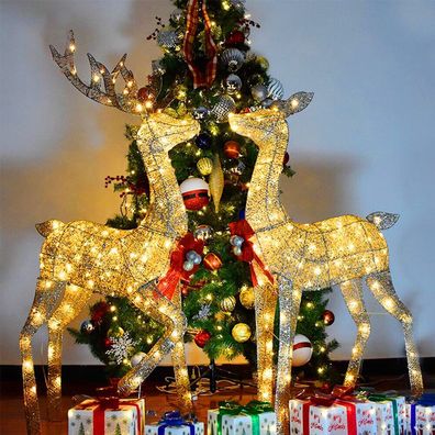 3x Leuchtende Rentier Weihnachtshirsch Weihnachtsdeko mit LED Lichtern Ornamente