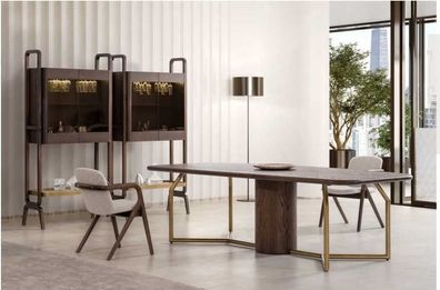 Luxus Villen Möbel Essgarnitur Esszimmer Komplett Tisch 4x Stuhl Anrichte 7tlg