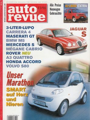 auto revue 11/1998, Jaguar, Maserati, BMW M5, Mercedes, Carrera 4, Smart, Allrad