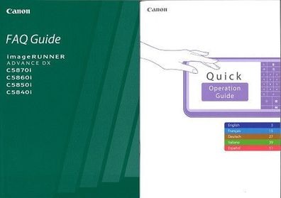 Canon FAQ Guide imageRUNNER Advance DX C5870i C5860i C5850i C5840i Handbuch + Heft