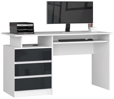 PC-Schreibtisch AKORD CLP in der Farbe Weiß Front Graphit Glanz B135 x H77 x T60 cm