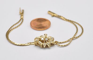 Armband Armkette Diamant Brillant Blüte 0,36 Carat 585 Gold
