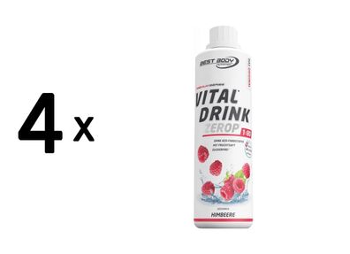 4 x Best Body Nutrition Vital Drink Zerop (500ml) Raspberry