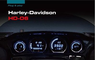 KOSO HD-06 Harley Touring LED Instrument Kit für Modelle 2014+ Blau Schwarz , ...