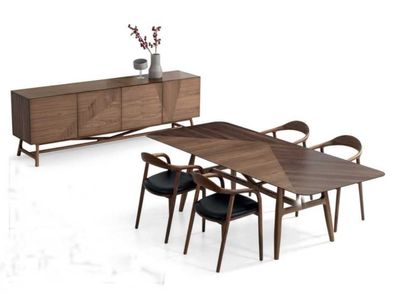 Modernen 6tlg Esszimmer Set Tisch 4x Stühle mit Anrichte Essgarnitur Gruppe