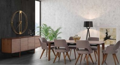 Esszimmer Modernen Set Anrichte 6x Stuhl mit Esstisch Luxus Designen Set