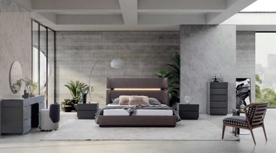 Modernen Schlafzimmer set 6tlg Bett 2x Nachttische Kommode mit Spiegel