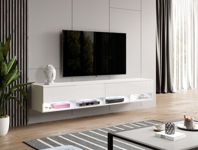 Furnix TV-Kommode Wendi B200 x H34 x T32 cm, TV-Schrank ohne LED-Beleuchtung weiss