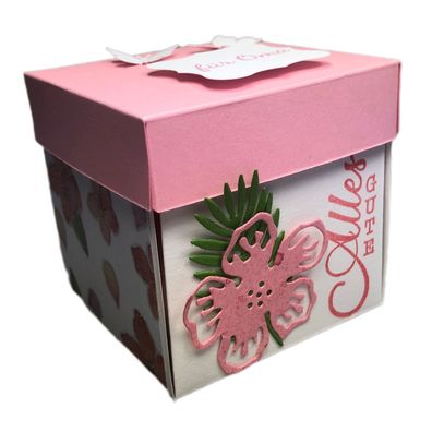 Explosionsbox rosa pink personalisiert Geldgeschenk Liebe individuell handmade