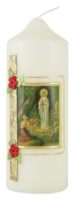 Marienkerze Lourdes Madonna, Kerze, Rose rot