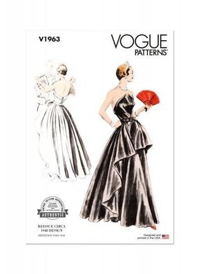 VOGUE Vintage Schnittmuster V1963, 2 Kleider, Gr. 30-38/ 40-48, 4-12 / 14 -22