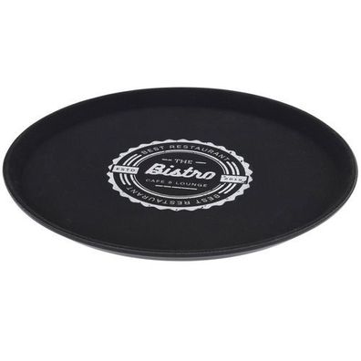 Serviertablett Cafe&Lounge Kunststoff schwarz/ weiß 35 cm Deko Tablett Dekotablett