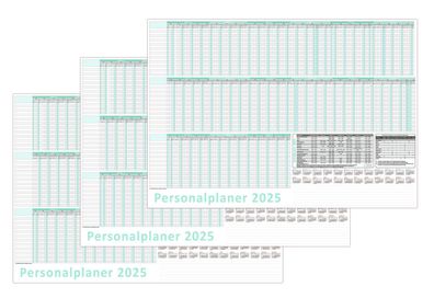 3x Urlaubsplaner DIN B2 2025 abwischbar Personalplaner 50x70cm 22 Mitarbeiter