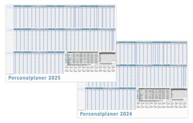 Urlaubsplaner DIN B1 2024 + 2025 Personalplaner 22 Mitarbeiter 100x70cm