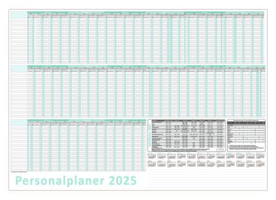 Urlaubsplaner DIN B1 2025 nass abwischbar Personalplaner 22 Mitarbeiter 100x70cm