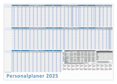 Urlaubsplaner DIN B1 2025 Personalplaner 22 Mitarbeiter 100x70cm