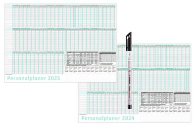 Urlaubsplaner DIN B2 2024 + 2025 abwischbar + Folienstift Personalplaner 50x70cm