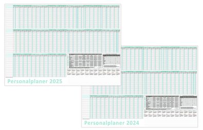 Urlaubsplaner DIN B2 2024 + 2025 abwischbar Personalplaner 22 Mitarbeiter 50x70cm