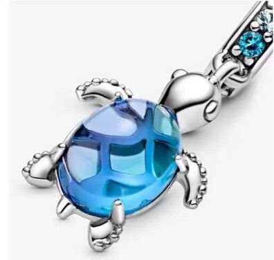 Pandora Meeresschildkröte Murano-Glas Charm-Anhänger 925 Sterling-Silber