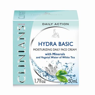 Clinians Hydra Basic Hydratisierende Gesichtscreme mit Teewasser 50ml für die ...