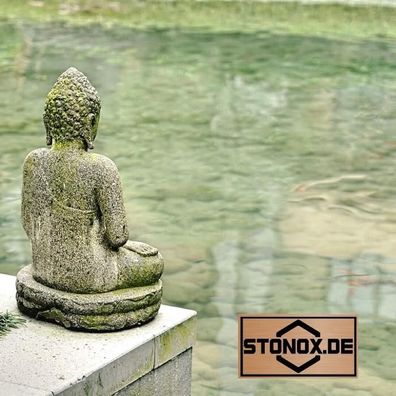 Sitzender Stein Buddha Jammu mit Dharmachakra Geste 45 cm