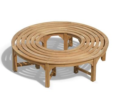 Baumbank Fermo S-Form Teak Massivholz 150 cm 180°
