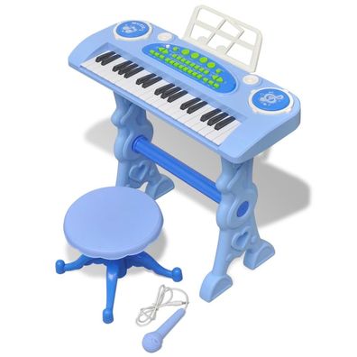 Kinder Keyboard Spielzeug Piano mit Hocker/ Mikrofon 37 Tasten Blau