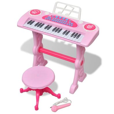 Kinder Keyboard Spielzeug Piano mit Hocker/ Mikrofon 37 Tasten Rosa