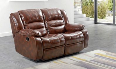 Wohnzimmer Sofa 2 Sitzer Moderne Couch Polster Sitzer Sofa Braun Holz