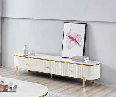 TV Ständer RTV Lowboard Weiß Modern Wohnzimmer Sideboard Holz Neu