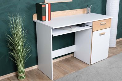 Jugendzimmer - Schreibtisch Dennis 10, Farbe: Esche / Weiß - Abmessungen: 87 x 1