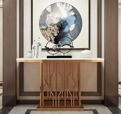 Designer Luxus Konsole Tisch Konsolen Edelstahl Design Gold Modern Neu