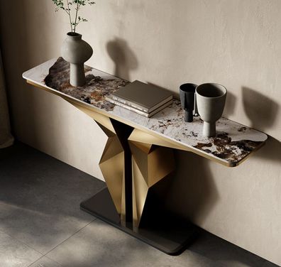Design Luxus Konsolen Tisch Konsole Sideboard Gold Wohnzimmer Möbel Neu