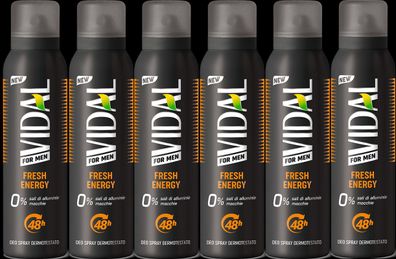 Vidal Fresh Energy for Men Deodorant Spray 48h 6x150ml