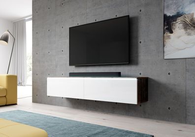 Furnix TV-Kommode Bargo B140 x H34 x T32 cm, TV-Schrank OHNE LED-Beleuchtung weiss...