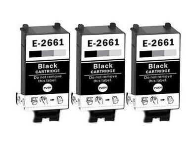 3 Druckerpatronen kompatibel mit Epson T2661 für WorkForce WF-100W, WF-110W