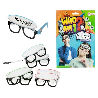 Toi-Toys - Wer Bin Ich? - 6 Brillen + abwischbarer Stift Who Am I? Rätselspiel