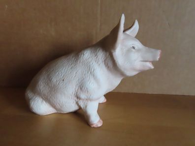 Figur Schwein sitzt offenes Maul Porzellan? ca. 10,5 cm hoch