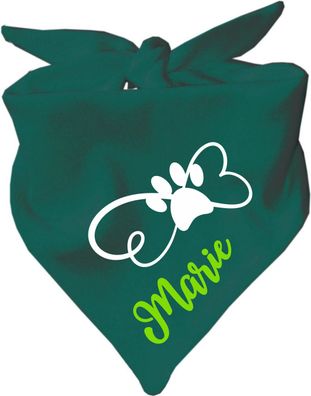 Dreieck Hundehalstuch personalisiert mit Namen und Design Pfote Schmetterling