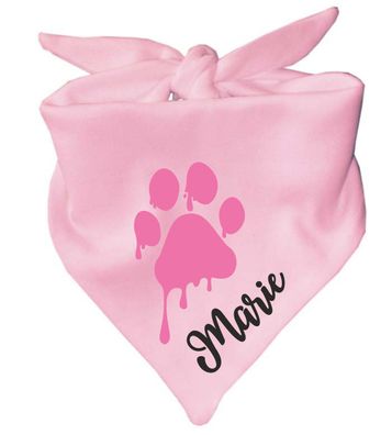 Dreieck Hundehalstuch personalisiert mit Namen und Design rosa Pfote