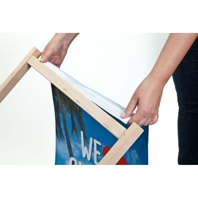 Liegestuhl aus Buchenholz mit Polyester-Bezug - Natur/ Weiß - Waschbar - max 95 kg