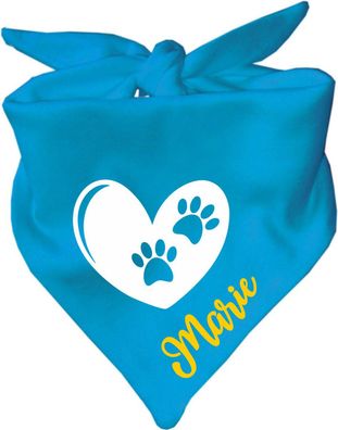 Dreieck Hundehalstuch personalisiert mit Namen und Design volles Herz