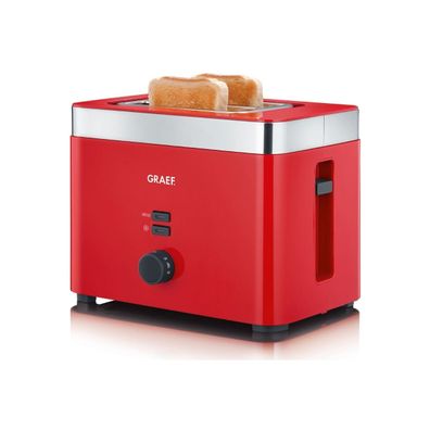 Graef TO 63 Toaster, 888 Watt, Bräunungsgradregler mit sechs Stufen, rot